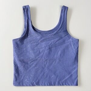 Beyond Yoga Keep it Simple Cropped Tank Women's Size Small Purple Silver Sparkle